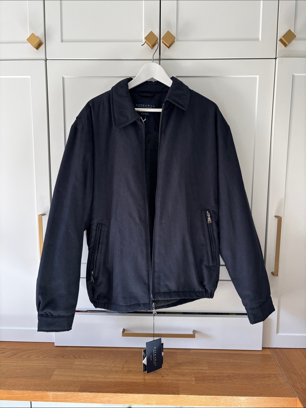 Hathaway Classic Nacy blue Bomber Jacket with Zip Pockets